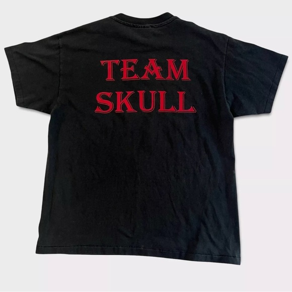 Vintage 90s Michael Bartone NHRA Drag Racing Team Skull Tshirt Size L Black EUC - Picture 2 of 8